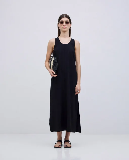 YERSE Vestido largo sin mangas negro New