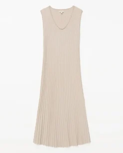 YERSE Vestido largo tirantes evasé beige Fashion