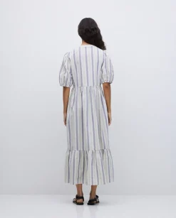 YERSE Vestido largo volantes azul New