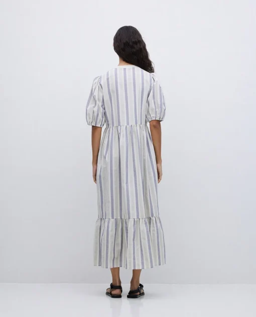 YERSE Vestido largo volantes azul New