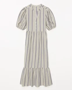 YERSE Vestido largo volantes azul New