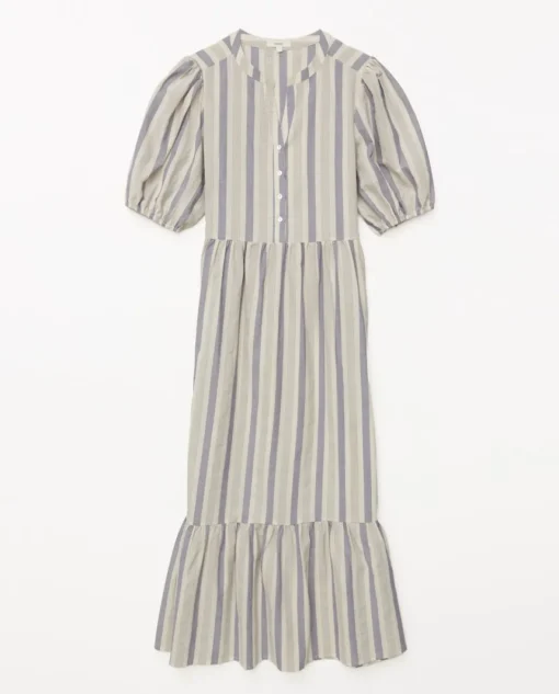 YERSE Vestido largo volantes azul New