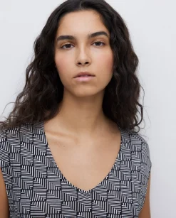 YERSE Vestido midi geométrico negro Online