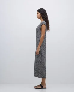 YERSE Vestido midi geométrico negro Online