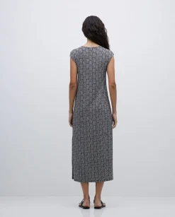 YERSE Vestido midi geométrico negro Online