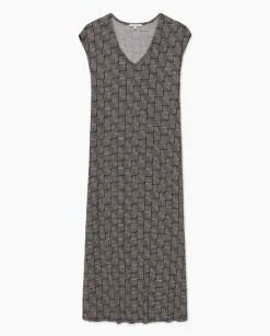 YERSE Vestido midi geométrico negro Online