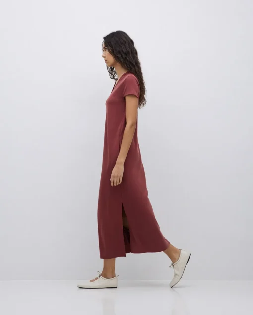 YERSE Vestido midi manga japonesa granate Best