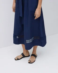 YERSE Vestido popelín puntillas azul oscuro Hot