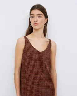 YERSE Vestido tencel pico chocolate Best