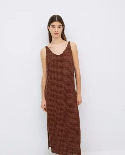 YERSE Vestido tencel pico chocolate Best