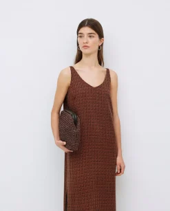 YERSE Vestido tencel pico chocolate Best