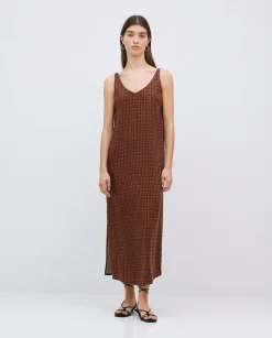YERSE Vestido tencel pico chocolate Best